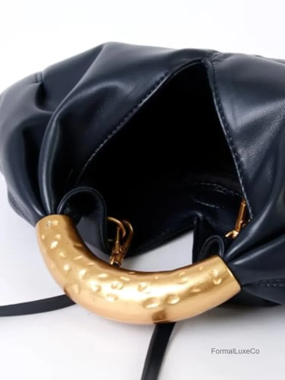Faux Fur Top Handle Bag, Gold Metal Handle, Half Moon Clutch, Winter Luxury